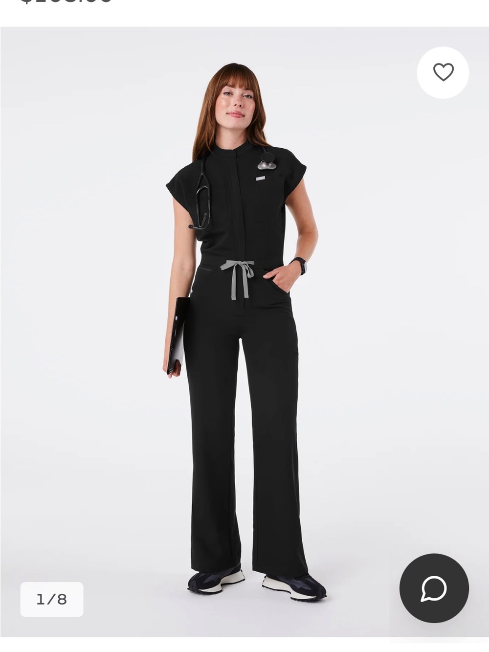 FIGS Women's Black Rafaela Wide-Leg ScrubJumpsuit